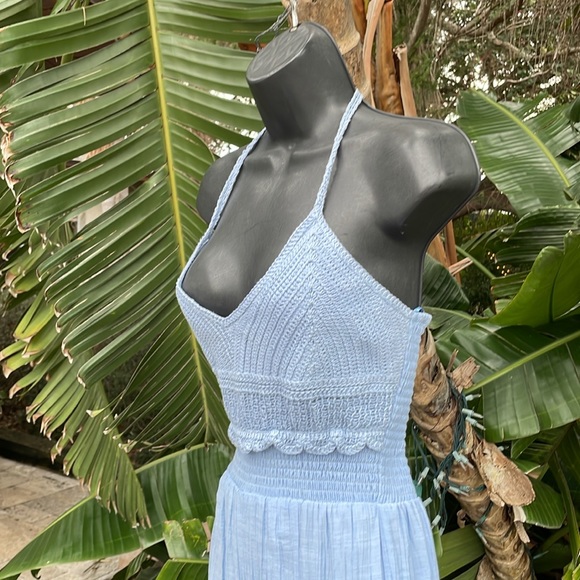 Hyfve crochet, halter, match, stick, gauze, wide, leg, tiered, jumpsuit - Picture 4 of 9